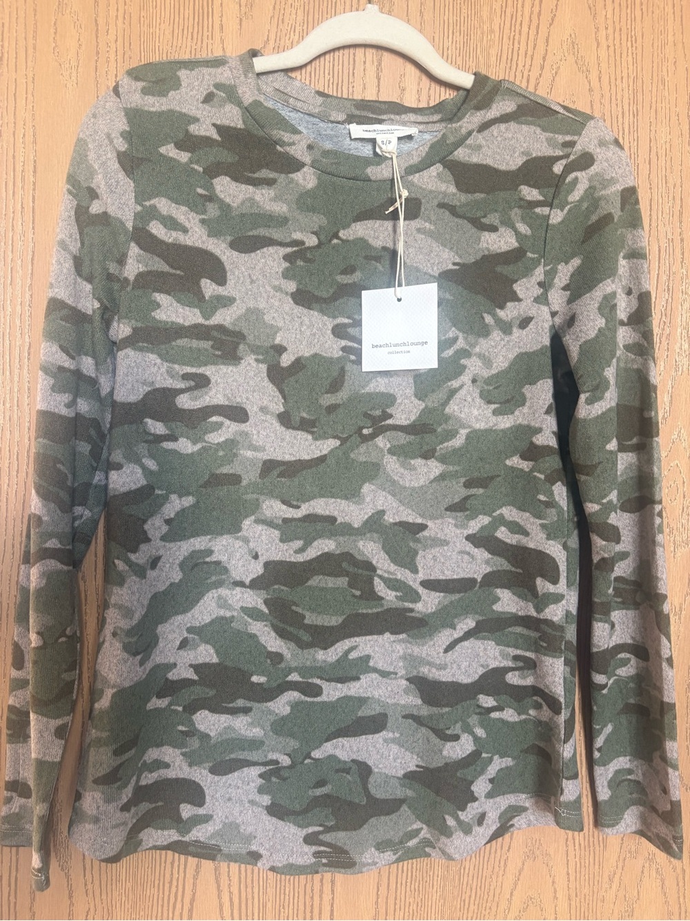 beachlunchlounge Olive and Gray Camo Long-Sleeve Tee